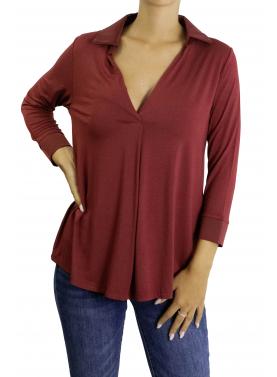 Maglia con dettagli in raso e colletto con scollo a V